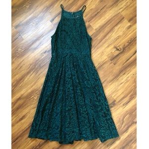 Emerald Green Lace Overlay Dress